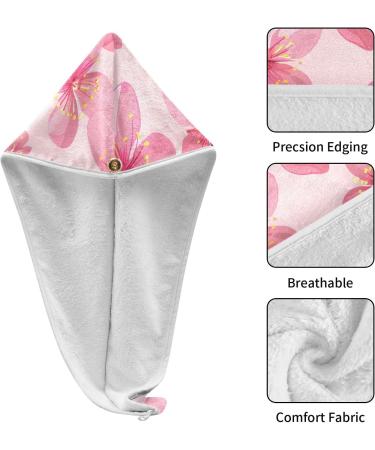 Pink Cherry Blossoms Hair Towel 2 Pack | Super Absorbent Quick Dry Hair Turbans for Women & Girls - Buy Online on GoSupps.com