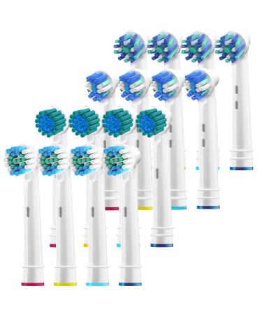 Alayna Replacement Toothbrush Heads for Oral B Braun Electric Toothbrushes - 16 Assorted Brush Head Refills Compatible w/ OralB (4) Cross Clean, Floss, Precision, Sensitive (Fits Most Oral-B Bases)