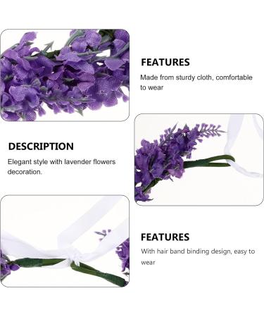 minkissy Flower Headband Lavender Flower Garland Lavender Headband Flower Crown Lavender Headpiece for Beach Vacation (Light Purple) - Buy Online on GoSupps.com
