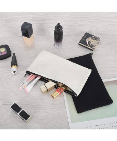 Sinzip 12-Piece Black Cotton Canvas Makeup Bag Set | Multipurpose Cosmetic Toiletry Pouch | DIY Craft & Pencil Bag | Travel-Friendly | Black M - Buy Online on GoSupps.com