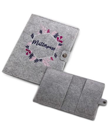 Cozy Racoon Mutterpass Cover - Pink Felt Hexagon | Made in Germany | Personalized Gift for Pregnant Mothers | Includes Pockets for Insurance Card & Ultrasound Images - Buy Online on GoSupps.com