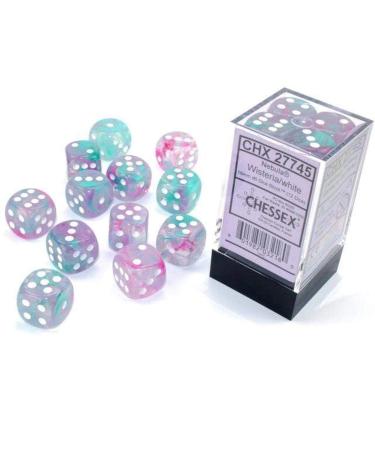 Chessex Nebula 16mm d6 Wisteria/White w/Luminary Dice Block (12 dice)