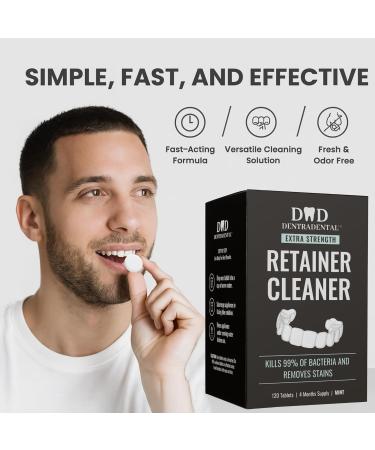 Retainer Cleaner Tablets - 4 Month Supply (120 Tablets) - Clean Retainers Mouth Guards Dentures - Removes Odor & Plaque (120 Pcs) 120 Count - Buy Online on GoSupps.com