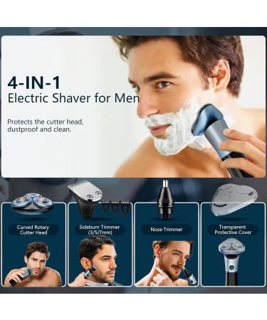 Buy 4 in 1 Electric Razor for Men - IPX7 Wet/Dry 3D Rotary Shaver with Fast Charging LCD Display & Cordless Trim Features - Buy Online on GoSupps.com