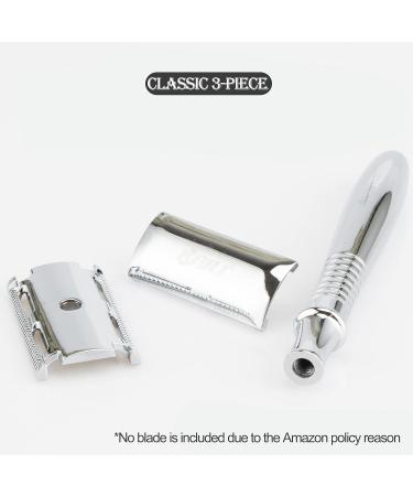 Baili BD191C Double-Sided Safety Razor - Rust-Free Reusable Manual Razor with Long Grip for Her - Long Handle Silver BR191T - Buy Online on GoSupps.com