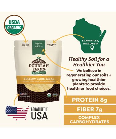 Organic Yellow Cornmeal 5lb by Doudlah Farms - Vegan, Non-GMO, USA Grown | Ideal for Cornbread, Muffins, Pancakes | Regeneratively Farmed | 5lb Pack - Buy Online on GoSupps.com