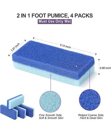 Professional Foot File Set - Portable Foot File with 4 Pack 2-in-1 Foot Pumices | Rust-Resistant Foot Scrubber for Rough Dead Skin Removal | Durable Foot Pedicure Kit for Callus & Wet/Dry Feet - Buy Online on GoSupps.com