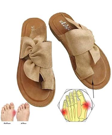 Women Big Toe Correction Sandals Bunion Splints Sandal Premium Summer Slippers Hollow Out Flat Heel Flip Flop Beach Sandals Three Arch Support Design Breathable Brown1 42 42 Brown1