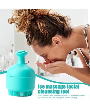 Silicone Ice Roller with Brush | Silicone Facial Ice Roller Cosmetic Cleaning Brush Facial Ice Roller Silicone Face Scrub Brush for Women Men Use Blue - Buy Online on GoSupps.com