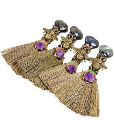 Broom Pendant | Natural Small Wiccan Ritual Broom Cute Car Pendant Handmade Crystal Wand Points Broom Miniature Home Decor for Halloween Decoration Frifer - Buy Online on GoSupps.com