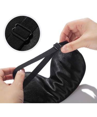 Silk Eye Mask for Sleeping - Bulk Pack of 4 Pcs for Women, Men, and Children - Black - Buy Online on GoSupps.com