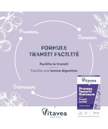 VITAVEA BIEN-ETRE - Regular Transit Food Supplement - Ideal Transit Intestinal Comfort Adult Constipation - Plum Tamarind Marshmallow - 20 capsules - 20 day cure - Made in France - Buy Online on GoSupps.com