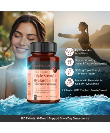  pureclinica Hyaluronic Acid 300 mg x 1080 tablets (3-year supply). Triple Strength Hyaluronic Acid. 300% stronger than other HLA tablets - Buy Online on GoSupps.com