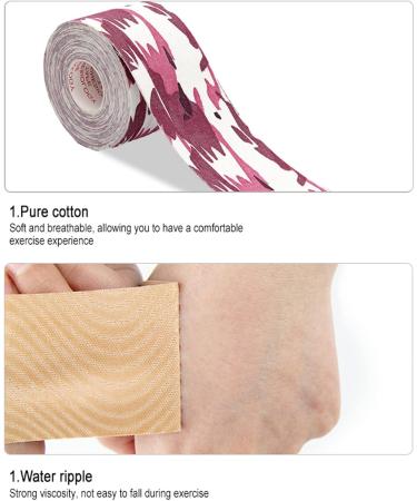 Sports Tape Wrap 5m Adhesive Kinesiology Therapeutic Athletic Tape | High Elastic Basic Cotton Sports Tape Elastic Athletic Tape for Support and Recovery Pink Camouflage 5cm*5m - Buy Online on GoSupps.com