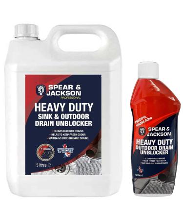 Spear & Jackson - Heavy Duty Sink And Drain Unblocker Gel - 5L Plus 500ml - Clears Blocked Drains - Helps To Keep Fresh Odour - Maintains Free Running Drains - Fast Acting & Powerful