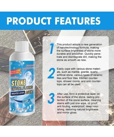Stone Crystal Plating Agent Stone Stain Remover Cleaner Marble Cleaner Stain Remover Stone polishing Compound All-Purpose Stone Cleaner and Polish for Marble Granite Quartz and More (1pcs) - Buy Online on GoSupps.com