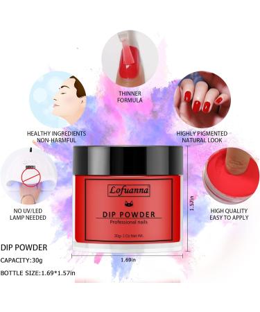 Lofuanna Dip Powder Nail Kit Starter-Red Nail Dipping Powder with Base&Top Coat&Activator&Brush Saver No UV/LED Needed DIY French Nail Art Manicure Easy to Apply for Home or Salon Use 015 - Buy Online on GoSupps.com