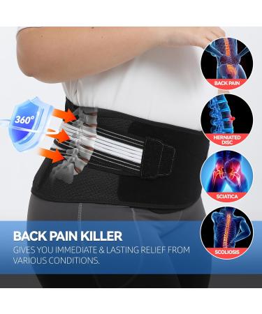 Back Brace for Lower Back Pain Relief - Decompression Lumbar Support Belt for Sciatica Herniated Disc & Scoliosis - Size L (Waist 39-41 - Buy Online on GoSupps.com