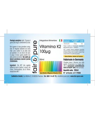 Fair & Pure Vitamin K2 Oil 100mcg - Natural Vegan MK7 from Natto | 50ml Drops - Buy Online on GoSupps.com