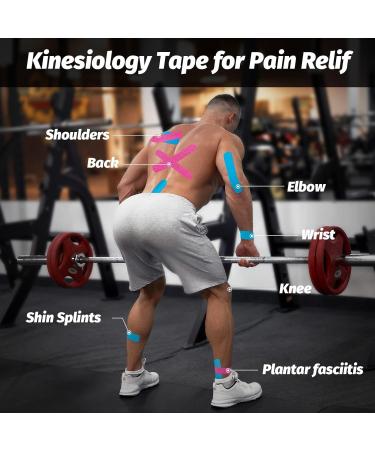 AnjoCare Kinesiology Tape for Muscles & Joints - Sports & Injury Recovery Tape - Pink & Blue - Precut for Knee, Ankle, Shoulder - Buy Online on GoSupps.com