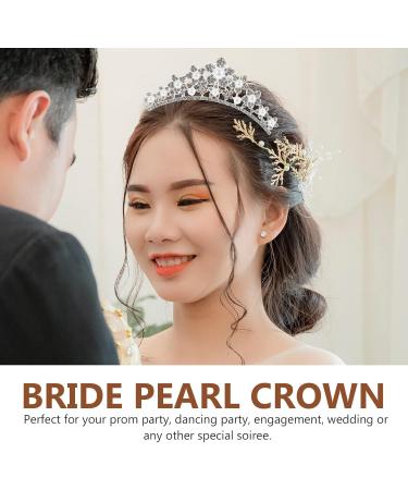 minkissy Rhinestone Pearl Crown Hair Comb - Mini Princess Crown Comb Wedding Crystal Tiara Crown Headbands for Wedding Birthday Party - Buy Online on GoSupps.com