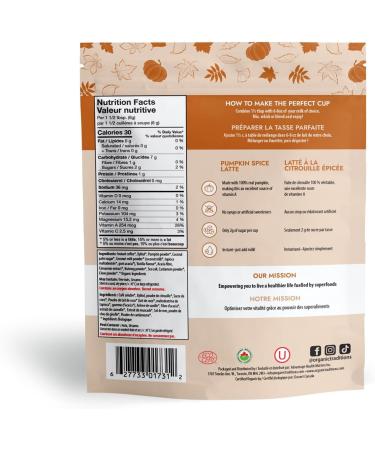 Organic Traditions Pumpkin Spice Latte Instant Coffee Dairy Free PSL Pumpkin Spice Coffee Blend 150g/5.3oz Bag - Buy Online on GoSupps.com