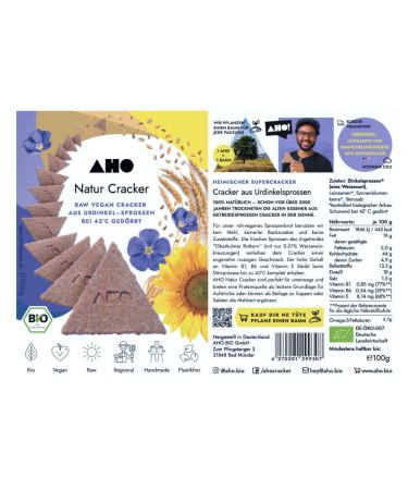 Buy AHO Cracker Test Package 2.0 | Organic Raw Food Crackers & Bread | Vegan 100% Organic Plastic-Free Packaging | International Shipping Available - Buy Online on GoSupps.com