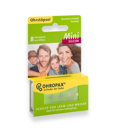 Ohropax - Mini Silicon - 1x 8 pieces - Small reusable pre -ear plugs made of skin -friendly silicone - perfect for people with smaller hearing and children