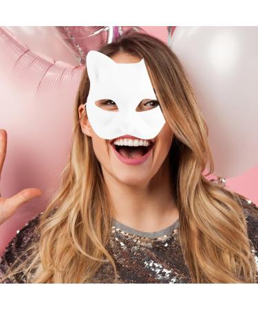 AOKWAWALIY 5pcs White Cat Masks | Blank DIY Halloween & Cosplay Half Face Masks | Perfect Masquerade Party Supplies - Buy Online on GoSupps.com