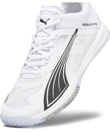 PUMA Men's Accelerate Nitro SQD Indoor Sports Shoes - Size 44 EU | White Black Concrete Gray | International Shipping Available - Buy Online on GoSupps.com