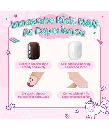 144Pcs Kids Press on Short Fake Nails - Cute Animal Design | Full Cover Acrylic Nail Kit for Children | Quick & Easy Stick On with Pre Glue - Perfect Gift for Kids Nail Decoration - Buy Online on GoSupps.com