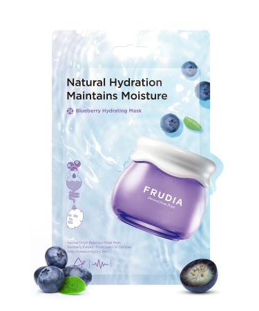 FRUDIA WELCOS Blueberry Hydrating Mask | Moisturizing Face Mask w/Blueberry Extract Vegan Panthenol WS BS Care EX | Korean Face Mask Skin Care for Men & Women | Facial Masks (Pack of 10)