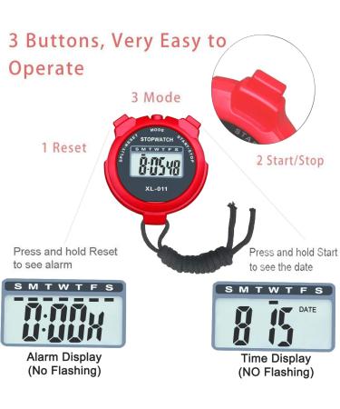 BESTWYA Digital Stopwatch Large Screen Handheld Count Up Timer - Time Calendar Clock Function (Pack of 8) - Buy Online on GoSupps.com