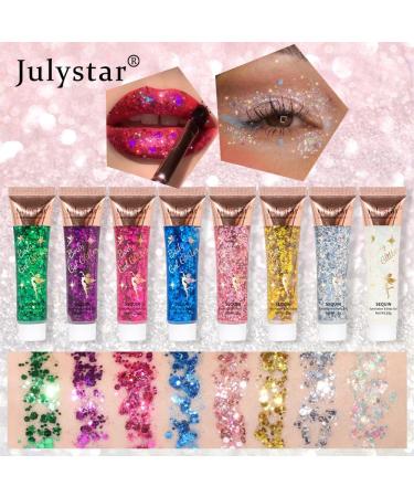 INTEROOKIE Colourful Makeup Mermaid Scale Gel Sequin Eyeshadow - Shimmering liquid eyeshadow with polarizing effect for face lips and body (03#) - Buy Online on GoSupps.com