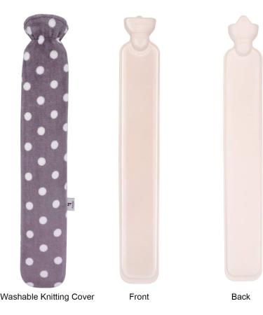 HomeTop Premium 2.25L Rubber Hot Water Bottle with Gray Polka Dot Fleece Cover - Light Gray - Buy Online on GoSupps.com