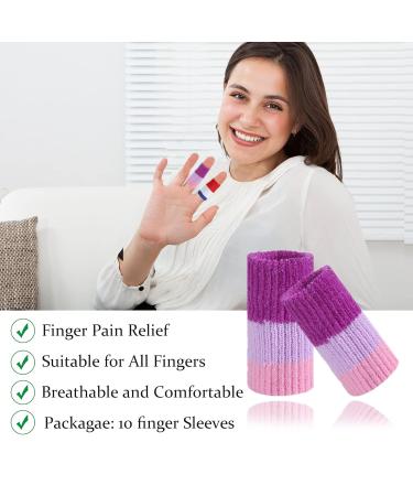 Ednyzakrn 10-Piece Finger Protection Bandage Set | Stretchable Covers for Arthritis Injury & Swelling | Basketball Finger Guard in Purple & Pink - Buy Online on GoSupps.com