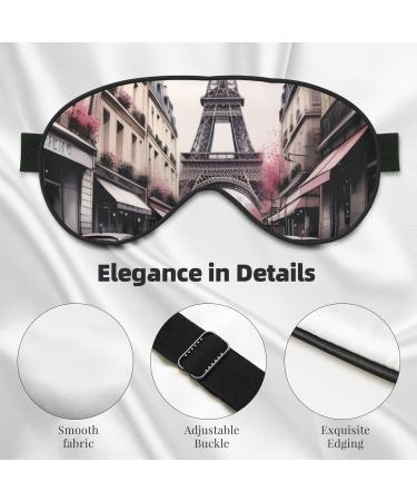 Soft Paris Street Eiffel Tower Floral Eye Mask - Adjustable Breathable Light Blocking Double-Sided Sleep Mask - Buy Online on GoSupps.com