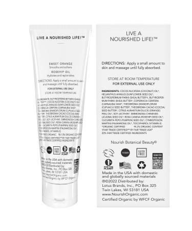 Nourish Organic Skin Salve | Sweet Orange & Rosehip Body Lotion with Coconut Oil Shea & Cocoa Butter - 3.7 Oz + Eco-Friendly Cotton Round - Buy Online on GoSupps.com