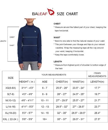 Baleaf Youth Boys XL Compression Thermal Fleece Baselayer Long Sleeve Mock Top - Navy | Cold Gear for Baseball & Football - Buy Online on GoSupps.com