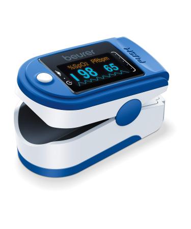 Beurer PO50 Fingertip Pulse Oximeter Blood Oxygen Saturation & Heart Rate Monitor 4 Colored Graphic Display Formats Extra-Small & Light Strap & Batteries Included