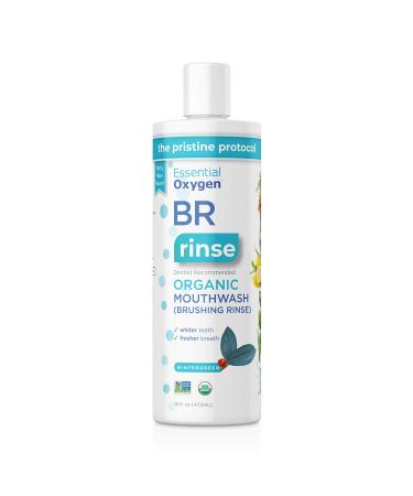 Essential Oxygen Certified BR Organic Brushing Rinse, All Natural Mouthwash for Whiter Teeth, Fresher Breath, and Happier Gums, Alcohol-Free Oral Care, Wintergreen, 16 Ounce Wintergreen 16 Ounce (Pack of 1)