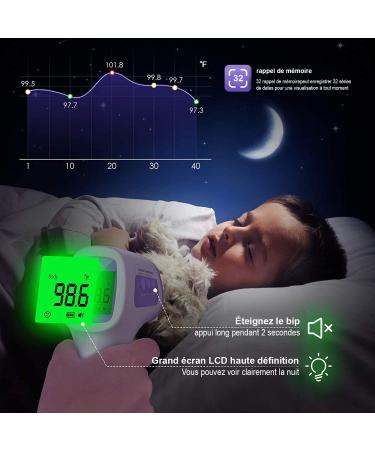 Contactless Infrared Fever Thermometer for Infants Children & Adults - Instant Accurate Readings Fever Alarm & Memory Function (Purple) - Buy Online on GoSupps.com