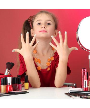 120 Pack Girls Fake Nails - Rainbow & Flamingo Full Cover Short Artificial Nail Tips for Kids - Nail Art Decoration - Buy Online on GoSupps.com