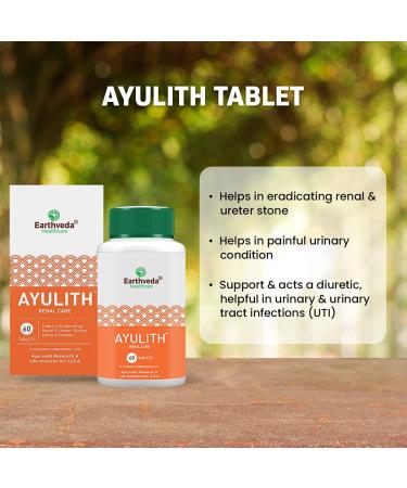 Earthveda Healthcare Ayulith Tablet for Kidney Stones and UTI - Natural Himalayan Shilajit Chandraprabhavati Gokhru Varun - 60 Tablets - Buy Online on GoSupps.com