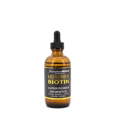 Jamaican Wild Black Rice Oil Hair Growth Oil 4oz - BIOTIN | Super Power Hair Growth Oil for Face Body  Hair (4 OZ) 4 Ounce (Pack of 1)