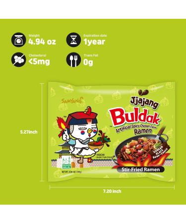 Samyang Buldak Chicken Stir Fried Ramen Jjajang Spicy 4.94 Oz (Pack of 5) - Buy Online on GoSupps.com