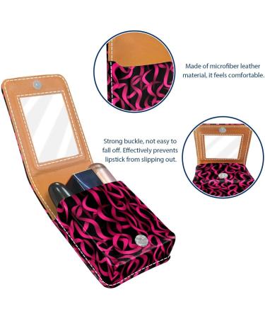 Buy Leather Lipstick Case Organizer with Mirror | Mini Lip Gloss Holder - Breast Cancer Ribbon Pink - Buy Online on GoSupps.com