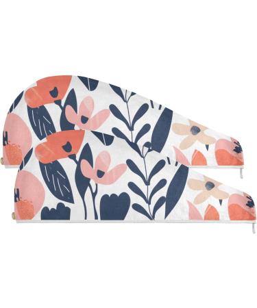 Abstract Flowers Hair Towel 2 Pack - Super Absorbent Quick Dry Hair Turbans for Women & Girls | Perfect Hair Drying Solution - Buy Online on GoSupps.com