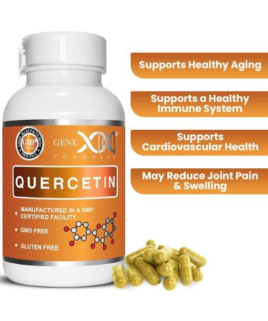GENEX Quercetin 500mg Supplement 60 Capsules | Anti-Inflammatory & Antioxidant for Immune Support, Cardiovascular Health, Healthy Aging | Non-GMO Flavonoid Supplement - 2 Month Supply - Buy Online on GoSupps.com