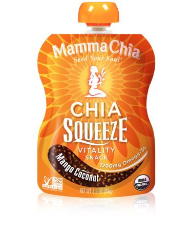 Mamma Chia Organic Chia Squeeze Vitality Snack Mango Coconut 8 Squeezes 3.5 oz (99 g) Each